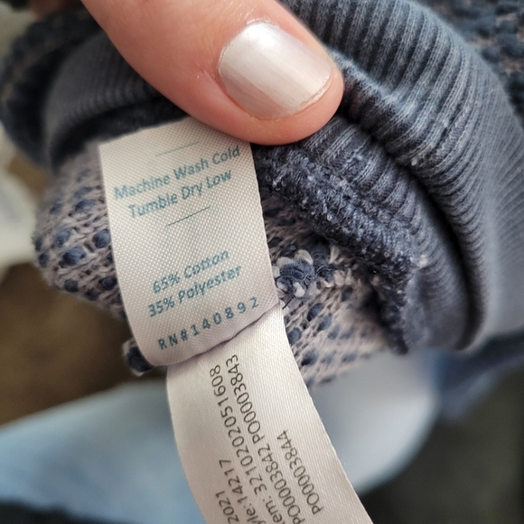 Marine Layer Women's XS Birdseye Textured Blue Long Sleeve Sweatshirt Top Ribbed - Picture 5 of 6